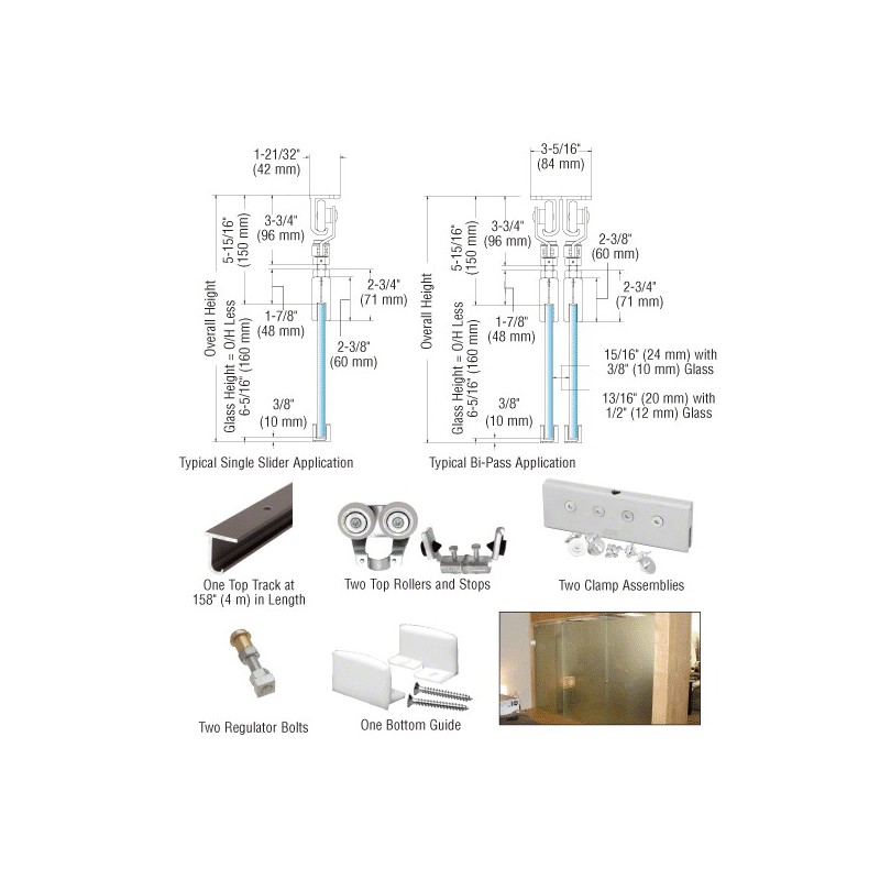 Buy CRL3601 CRL EZSlide 180 Top Hung Single Track Sliding Door Kit