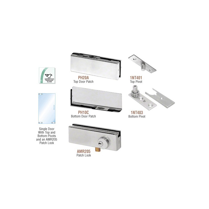 Buy PHA1LBS CRL Brushed Stainless North American Patch Door Kit With Lock
